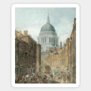 St. Paul's Cathedral from St. Martin's-le-Grand by Thomas Girtin Magnet